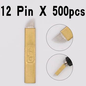 

Wholesale 500 pcs microblading needle 12 pin pcd Lamina Tebori 12 Hard Flex Microblading 12 Prong flat permanent makeup supplies