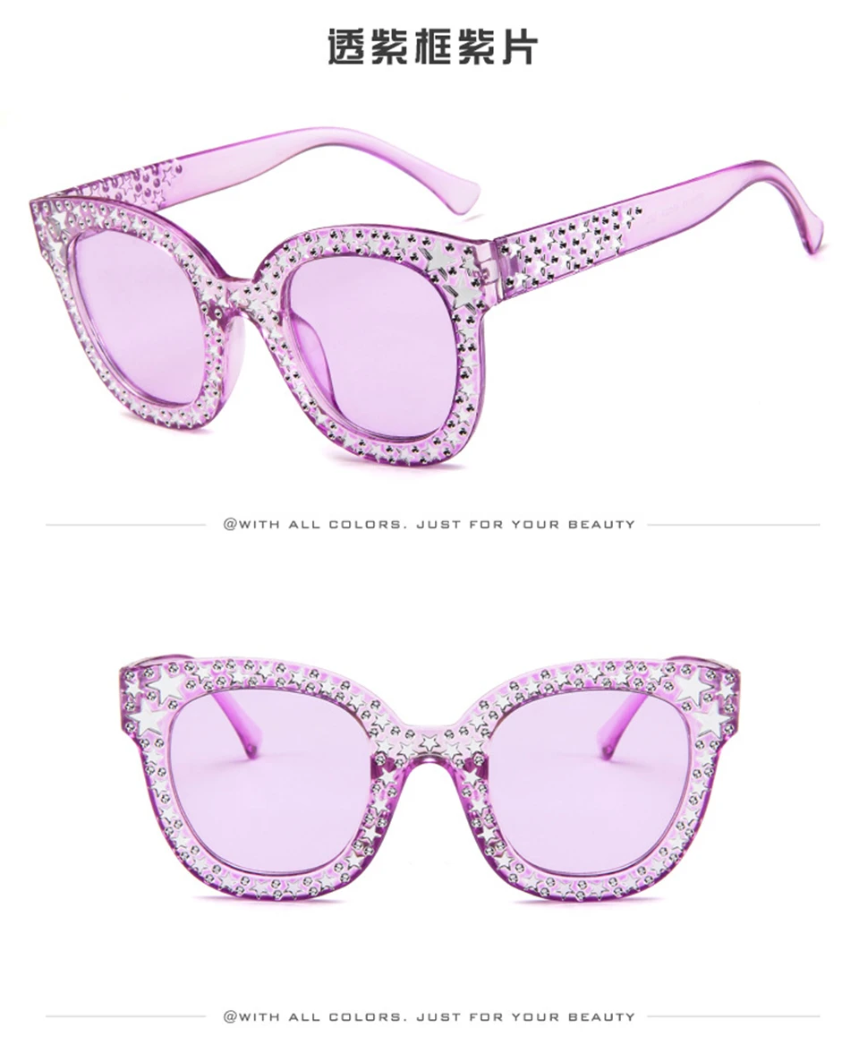 2018 Luxury Diamond Square Sunglasses Women Brand Size Crystal Sun Glasses Ladies New Gradient Oculos Mirror Shades  (10)