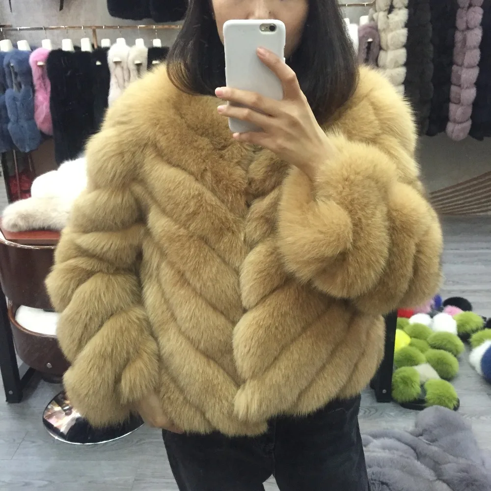 SQXR FUR Women Real Fur Coat Thick Warm Female Natural Fox Jacket Outerwear | Женская одежда