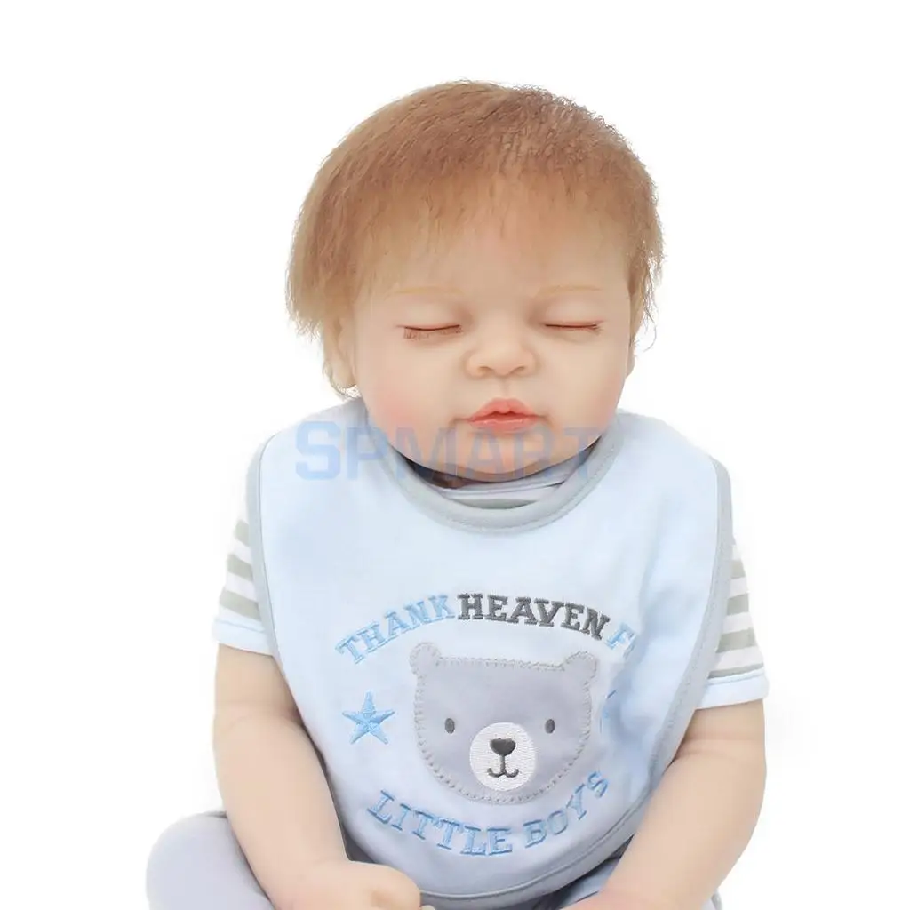 Real Touch 22inch Reborn Baby No Sex Doll Half Silicone Newborn Baby Doll Kids Sleeping Toy Accompany Toy