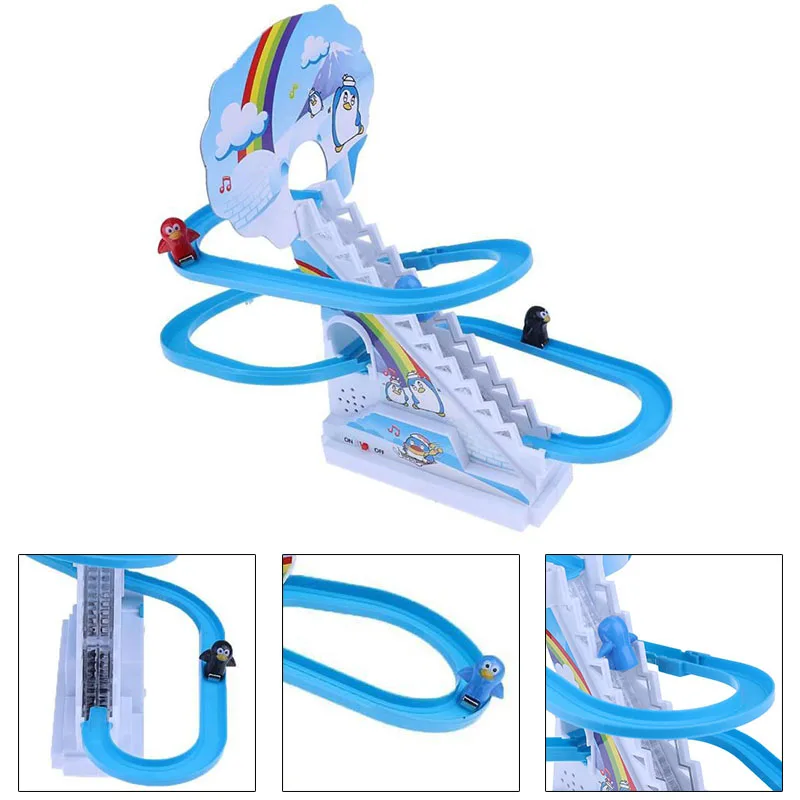 Penguin Climb Stairs Baby Kids Electric Rotary Slide Track Toys Xmas Gift Gift