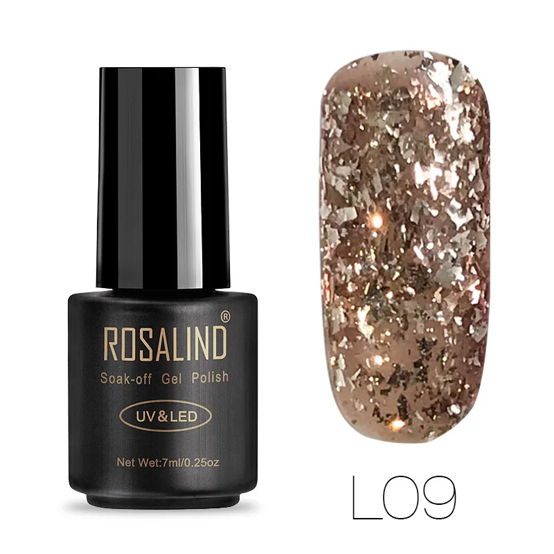 ROSALIND 7 мл Гель-лак для ногтей алмазный блестящий гель W01-29 Гель-лак для ногтей Дизайн ногтей УФ и светодиодный замачивающийся блеск маникюрные ногти - Цвет: L09