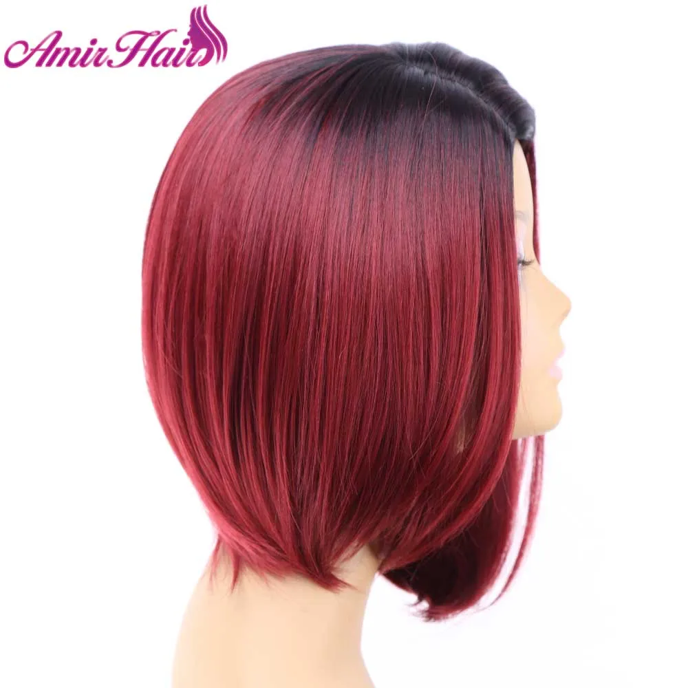 Amir hair парик «пучок» Ombre черный корни красный черные парики для Для женщин синтетический парик жаропрочных зеленый блондинка парик для