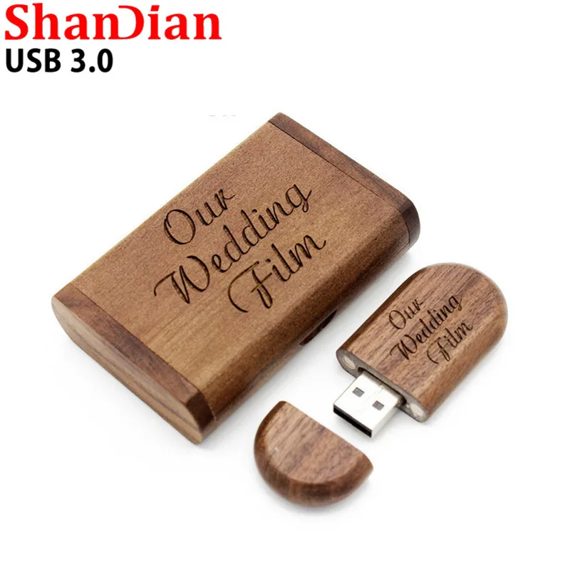 SHANDIAN Высокоскоростной usb 3 0 Логотип Деревянный + коробка персональный логотип