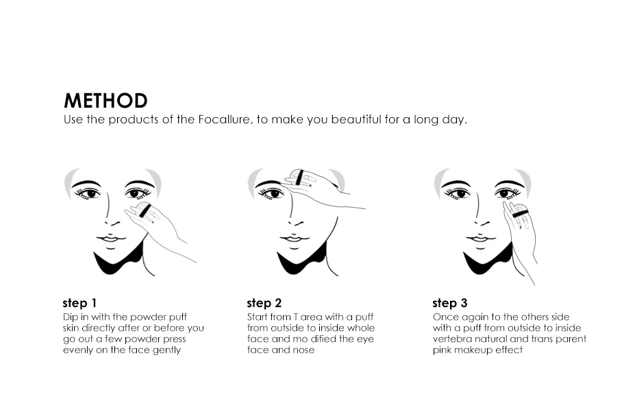 FOCALLURE, 3 цвета, пудра для лица, контроль над маслом, палитра для макияжа, водонепроницаемая матовая пудра для отделки
