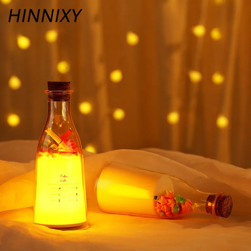 

Hinnixy Drifting Bottle Night Light Colorful Milk Message Jar Bedside Lamp Home Decoration Children Light Fixtures Creative Gift