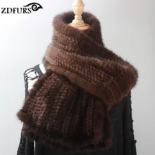 Women Mink Fur Scarf Hand Knitted Fashion Mink Fur Muffler Luxury Real Mink Fur Neck Warmer Women Fur Stole