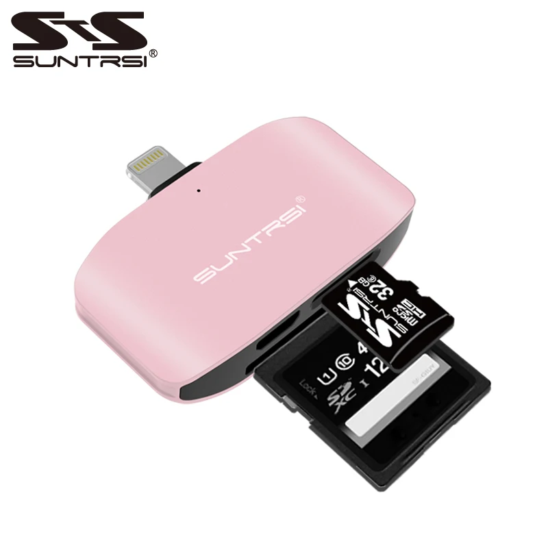 

Suntrsi Lightning Micro SD Card Reader 4 in 1 Memory Card Reader for iPhone sd card reader to SD Card Camera Reader Charging