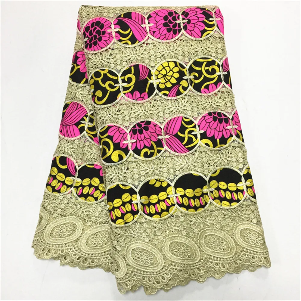 

HFX High Quality Print Lace 2018 African Guipure Ankara Lace Fabric African Swiss Wax Lace Fabric For Cloth GF49-1