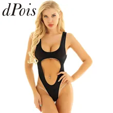 Женское цельнокроеное Ультра тонкое нижнее белье без рукавов, с вырезами на груди, с высоким вырезом, стринги, боди, ночное белье, сексуальное ночное белье