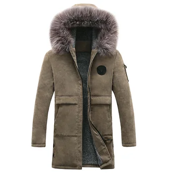 

Autumn and winter 2018 new plus velvet men's hooded cotton coat Slim long section youth windbreaker casual tide