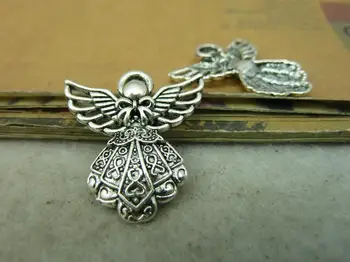 

10pcs 23zx26mm Antique Silver Lovely Smaller Filigree Angel With Wings Charm Pendant c4133