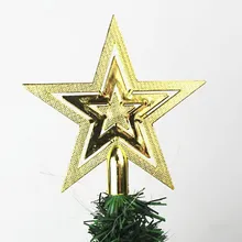 Xmas-Decoration Topper Christmas-Tree-Top Gold Red Five-Point Star 1pc 3D Silver Home-Table