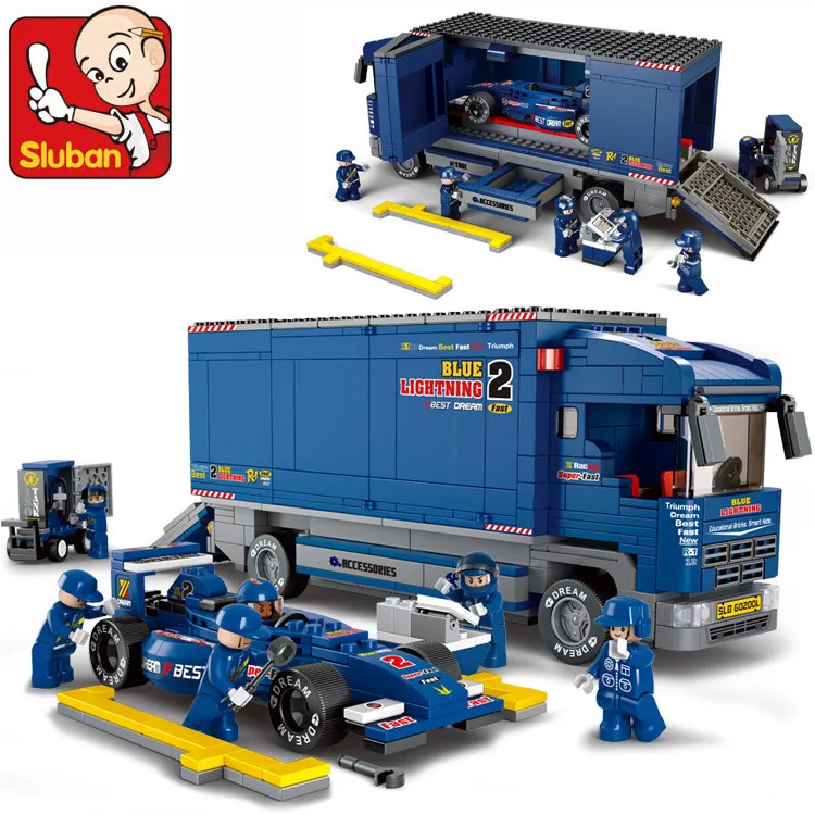 

Compatible with lego SLUBAN 0357 F2 Racing Truck Building Block Set 3D Construction Brick Toys Educational Block toy