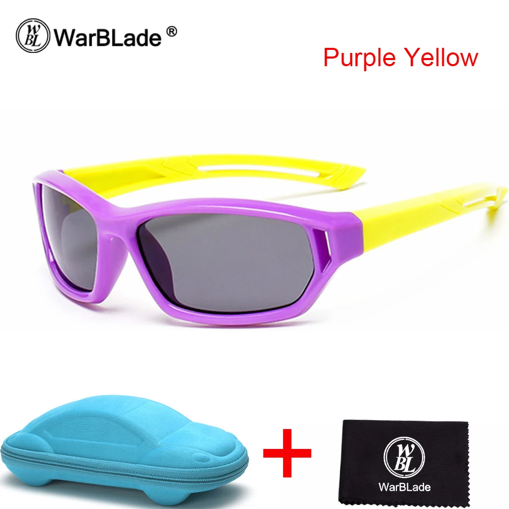 Nodare Детские поляризованные солнцезащитные очки детские спортивные штаны для мальчиков и девочек очки TR90 Polaroid Солнцезащитные очки тёмные очки для младенцев, солнцезащитные очки с Чехол - Цвет линз: purple yellow