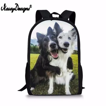 

NOISYDESIGNS Custom Women Backbag Border Collie Puppy Backpack For Women Men Casual Double Shoulder Bags Male Laptop Personality