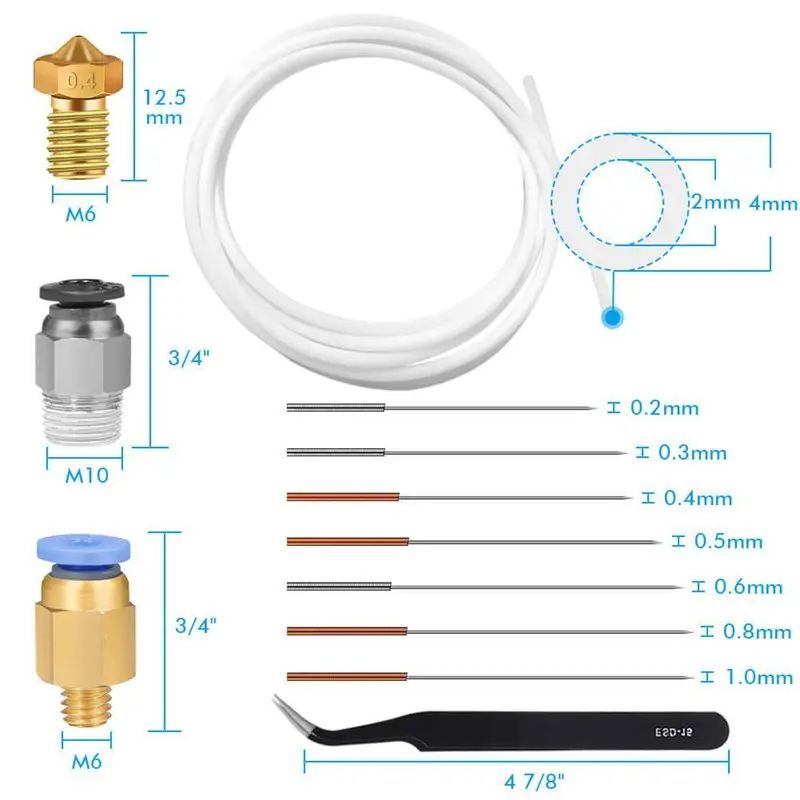 3d принтер Экструдер сопло с насадкой для очистки Ptfe тефлоновая трубка PC4-M6 Быстрый фитинг PC4-M10 прямой Пневматический фитинг Conne