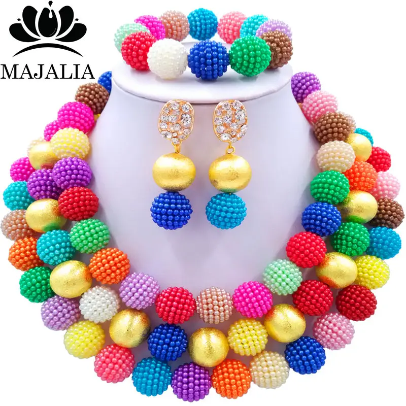 Nigerian Wedding African Beads Jewelry Set Simulated Pearl Necklace New Picture (10)