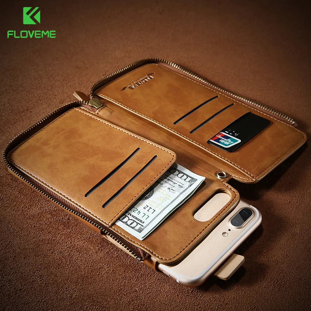 

FLOVEME Original Retro Wallet Leather Case For iPhone 6 6s 7 Plus Handbag Skin Cover For iPhone 7 6 6s Plus Card Slots Case Bag