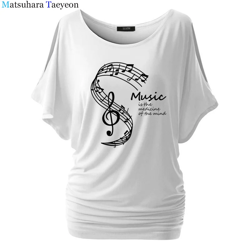

Music Is The Medicine Of The Mind Printed T Shirt Women Summer Short Sleeve Tshirts Harajuku T-Shirt Casual Tops t shirt Brand