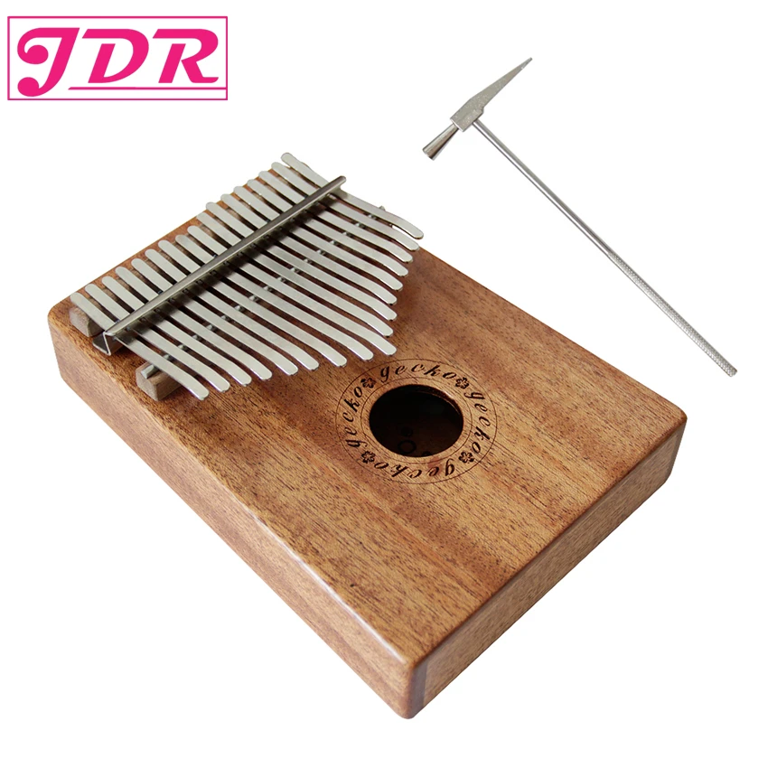 baratas JDR 17 Chave Dedo Kalimba Mbira Sanza Thumb Piano Teclado de Tamanho de Bolso Saco de Apoio Gecko Marimba Instrumento Musical de Madeira