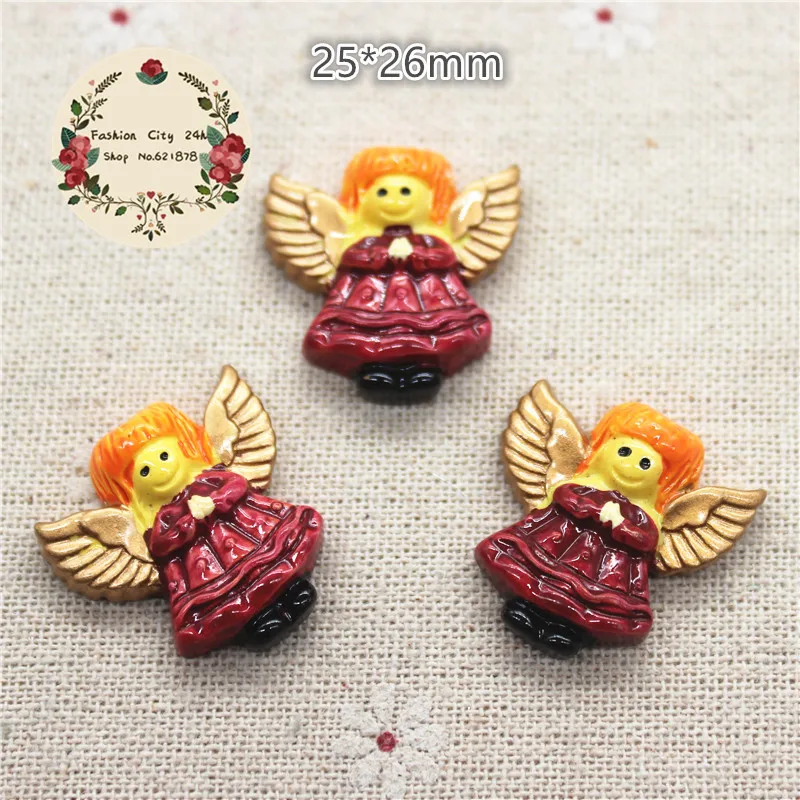 

10PCS Kawaii Resin Christmas Angel Flatback Cabochon Embellishment Accessories DIY Scrapbooking Craft,25*26mm