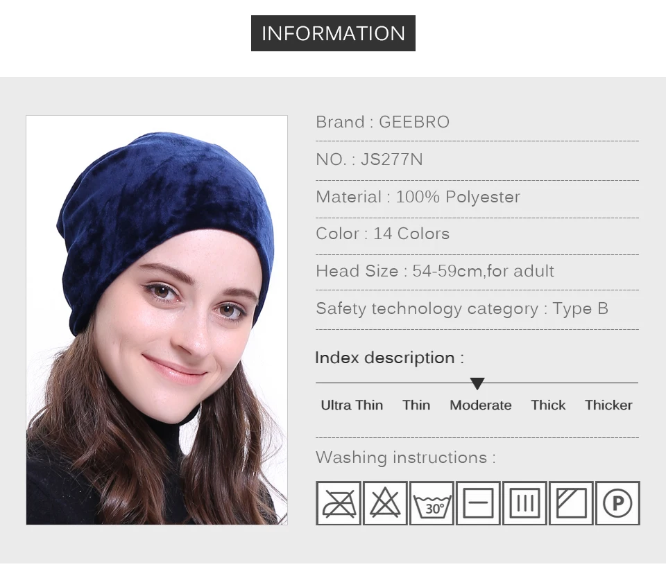 Geebro, Женская велюровая шапка, зимняя, полиэфирная, мягкая, теплая, громоздкая, шапочка для женщин, дам, бархатная, балавака, шапки