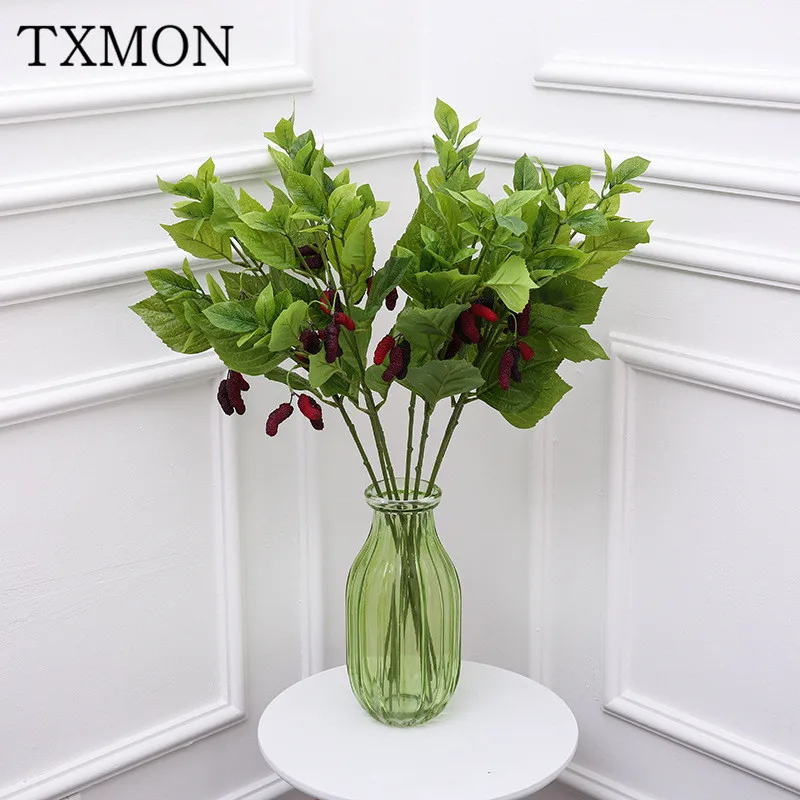 

European high-end 77cm simulation mulberry artificial flower set soft rubber mulberry fake flower plant home wedding decorations