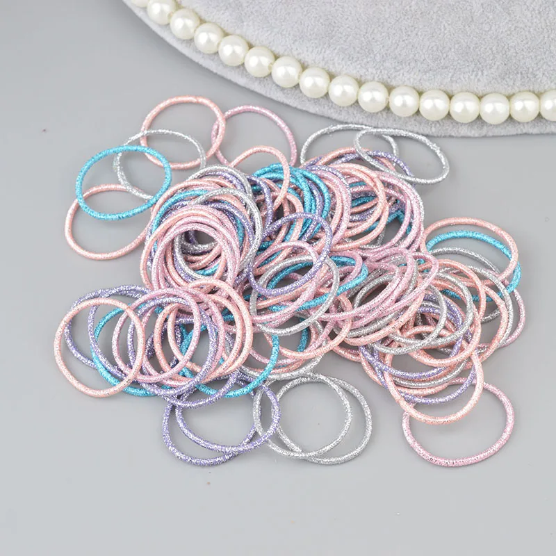 100 pieces Mini Hair Band Fashion Candy Color Rubber Ties Ring Elastic Hair Rope Ponytail Holder For Kids Hair Accessories A342