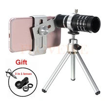 Линзы камеры для телефона комплект HD 12x телеобъектив зум объектив телескоп рыбий глаз широкоугольный Макро линзы для iPhone 7 6 5 4 s Xiaomi huawei