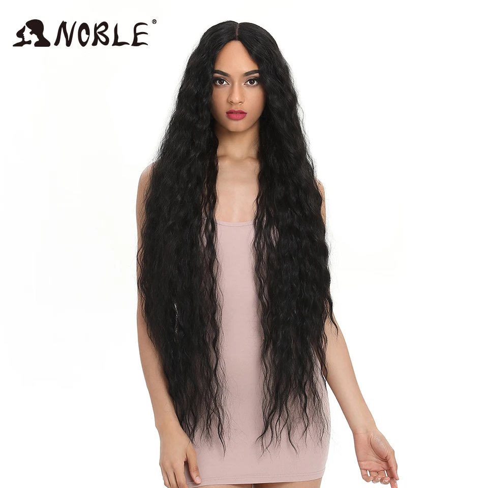 Pelucas sintéticas de pelo Noble para mujeres negras Pelo Largo rizado de 42 pulgadas Cosplay Rubio Ombre peluca frontal de encaje sintético peluca delantera