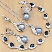Серебро 925, Свадебные Ювелирные наборы, Розовый жемчуг, бусы для женщин, свадебные серьги/кулон/Кольцо/циркониевый браслет/ожерелье, набор