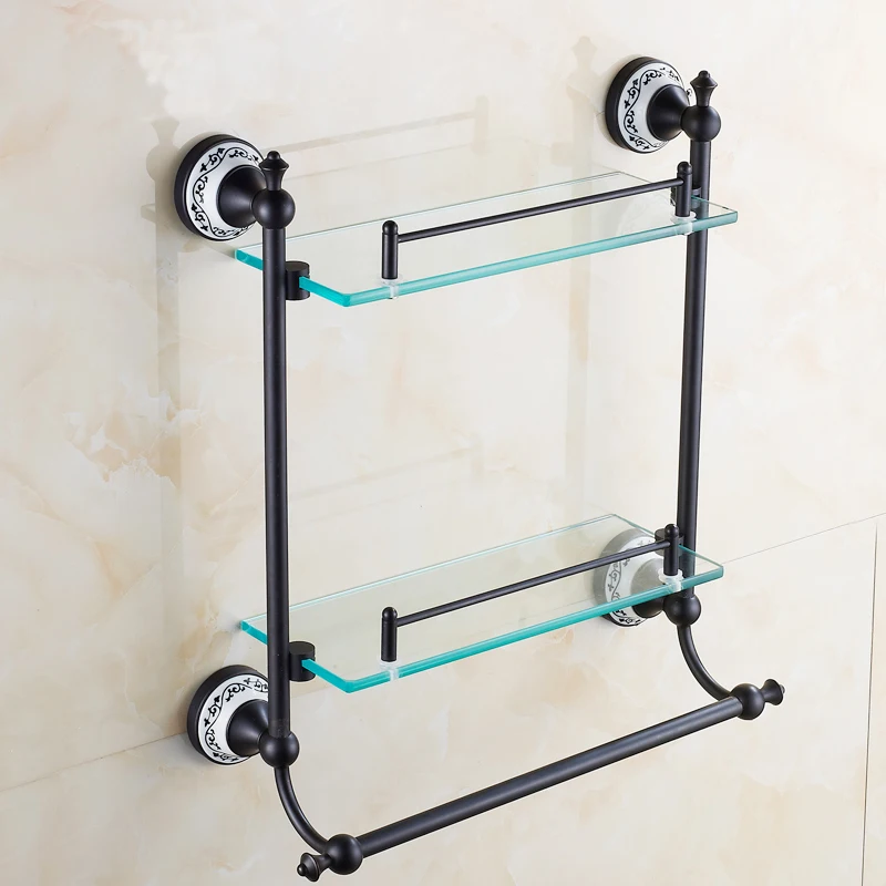 vetro di rame bagno cremagliera mensola del tovagliolo bar olio di bronzo lucidato bagno com