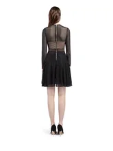 Free Shipping 2016 Fashion Lace stitching net yarn long-sleeved dress