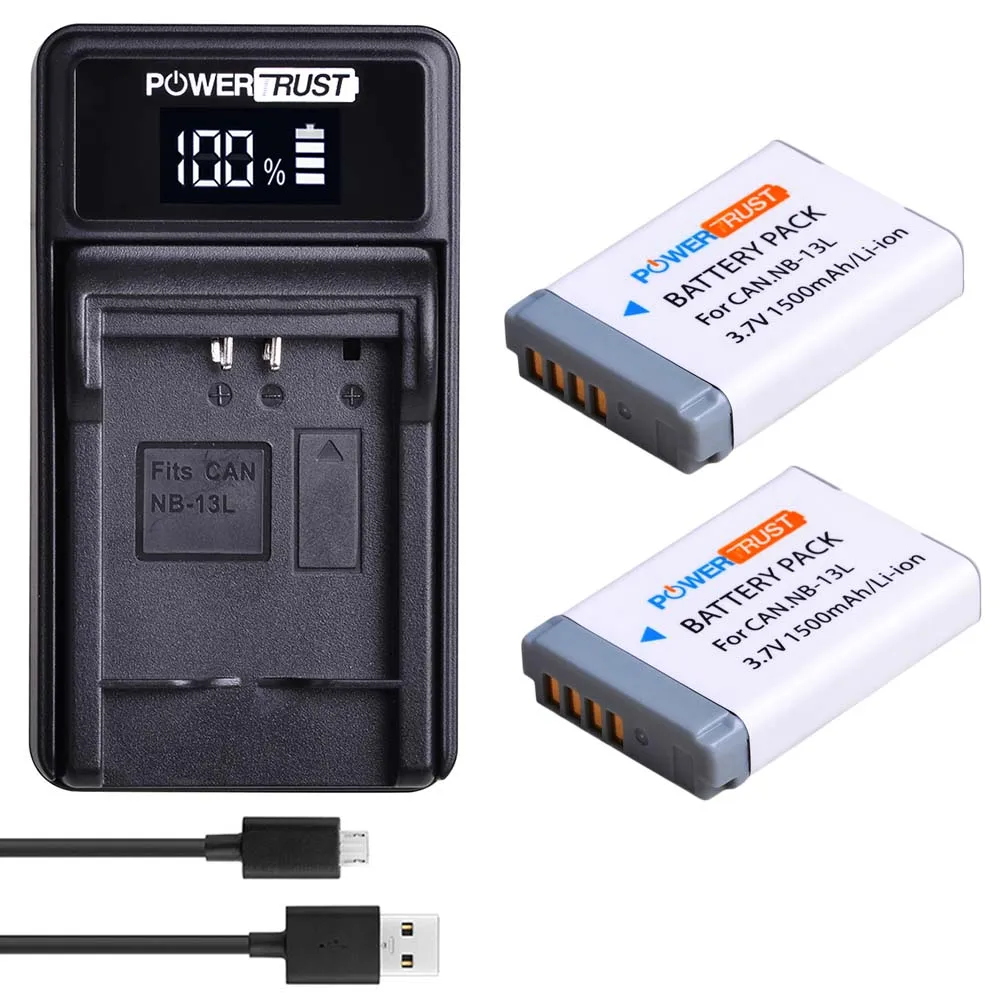 2x1500 mAh NB-13L NB13L NB 13L батарея+ светодиодный USB зарядное устройство для Canon PowerShot G5X G7X G9X G7 X Mark II G9 X, SX620 SX720 SX730 HS - Цвет: 2Battery and Charger