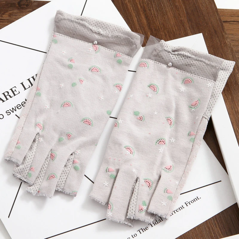 

Half Finger Gloves Ladies Thin Section Work Summer Sunscreen UV Protection Cotton Non-Slip Fingerless TBFS15