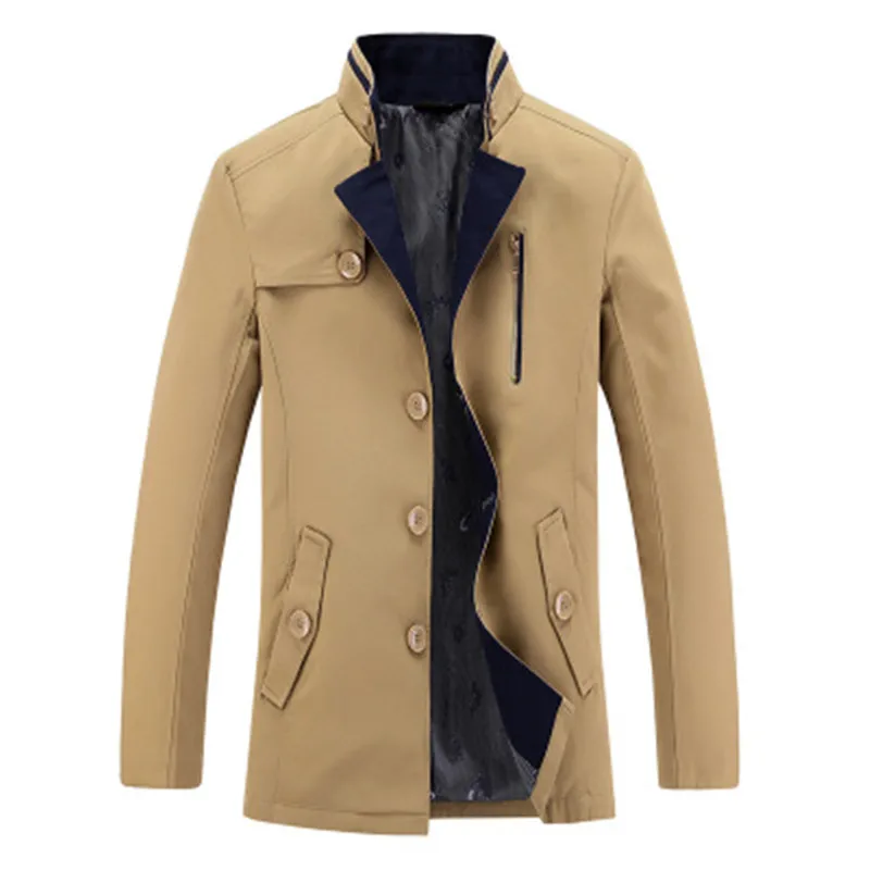 Kaki Mélange Manteaux Bleu Tranchée Vin Hiver Europe bourgogne Hommes Décontracté marine Tendance Grandes Automne Poches Kaki Coton Survêtement Russie Boutons Gentleman bgy7Yf6v