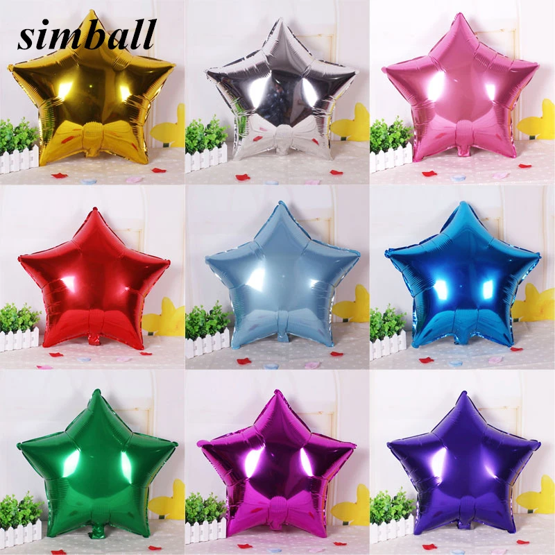 

5 Pieces Big 10 inch Five-pointed Star Aluminium Foil Balloons Wedding Birthday Party Wedding Market Hotel Supplies Air Balloons