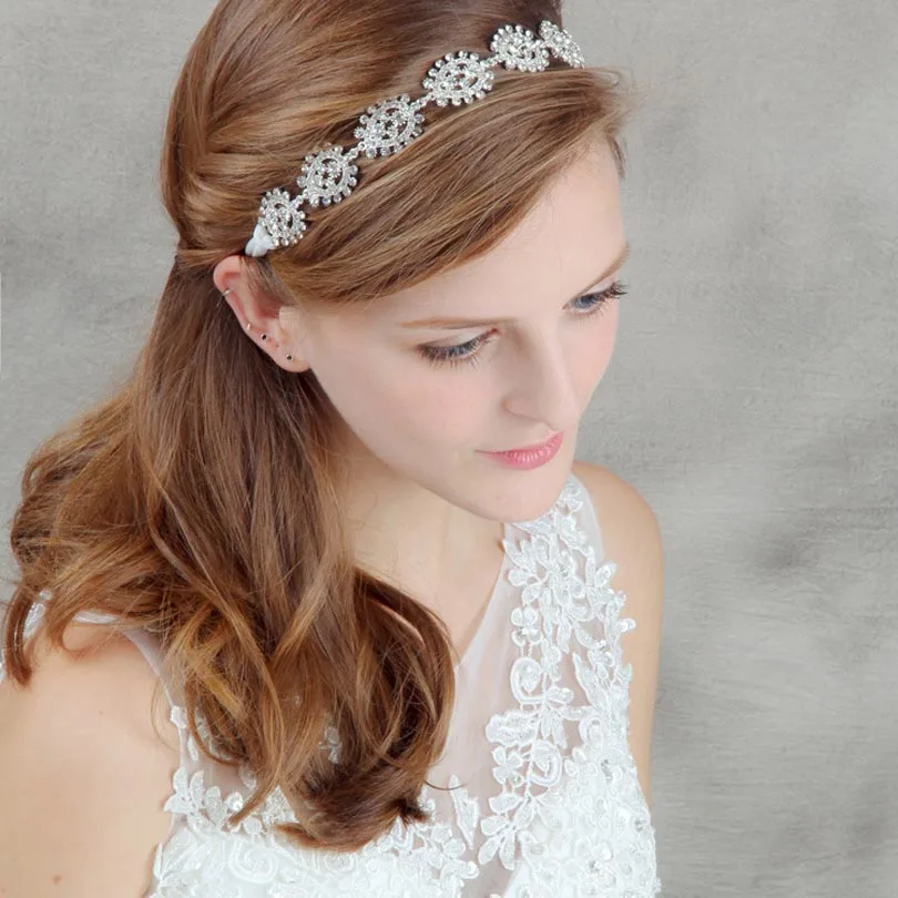 Handmade Bridal Wedding Hair Accessories Headpiece Rhinestone Pearl Flower Long Tiaras