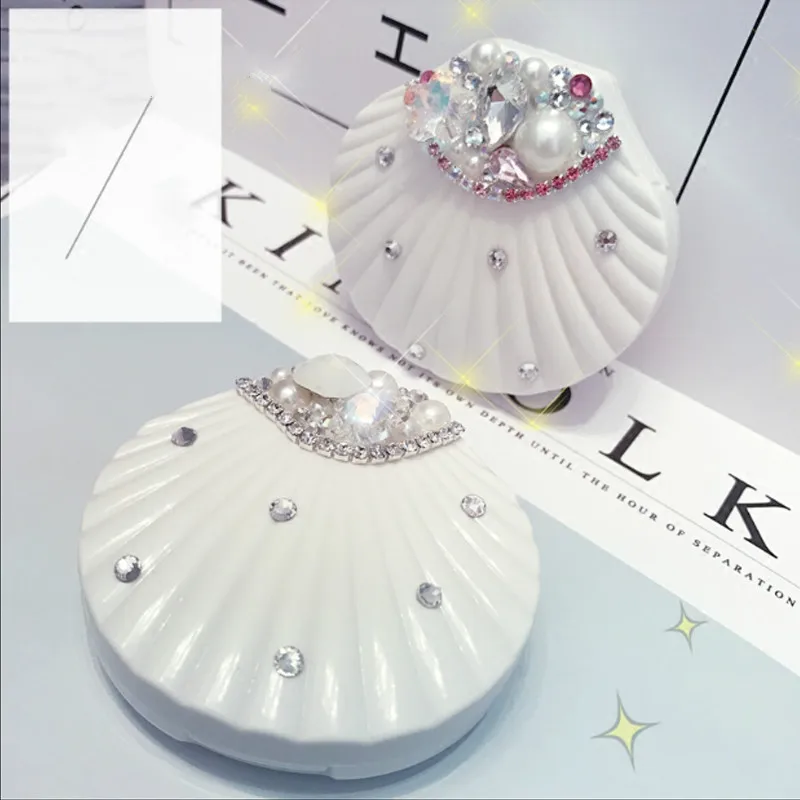 

Top Quality Handmade Contact Lens Case Box Mirror Travel Lenses Kit Crystal Shell Design Container For Contact Lens