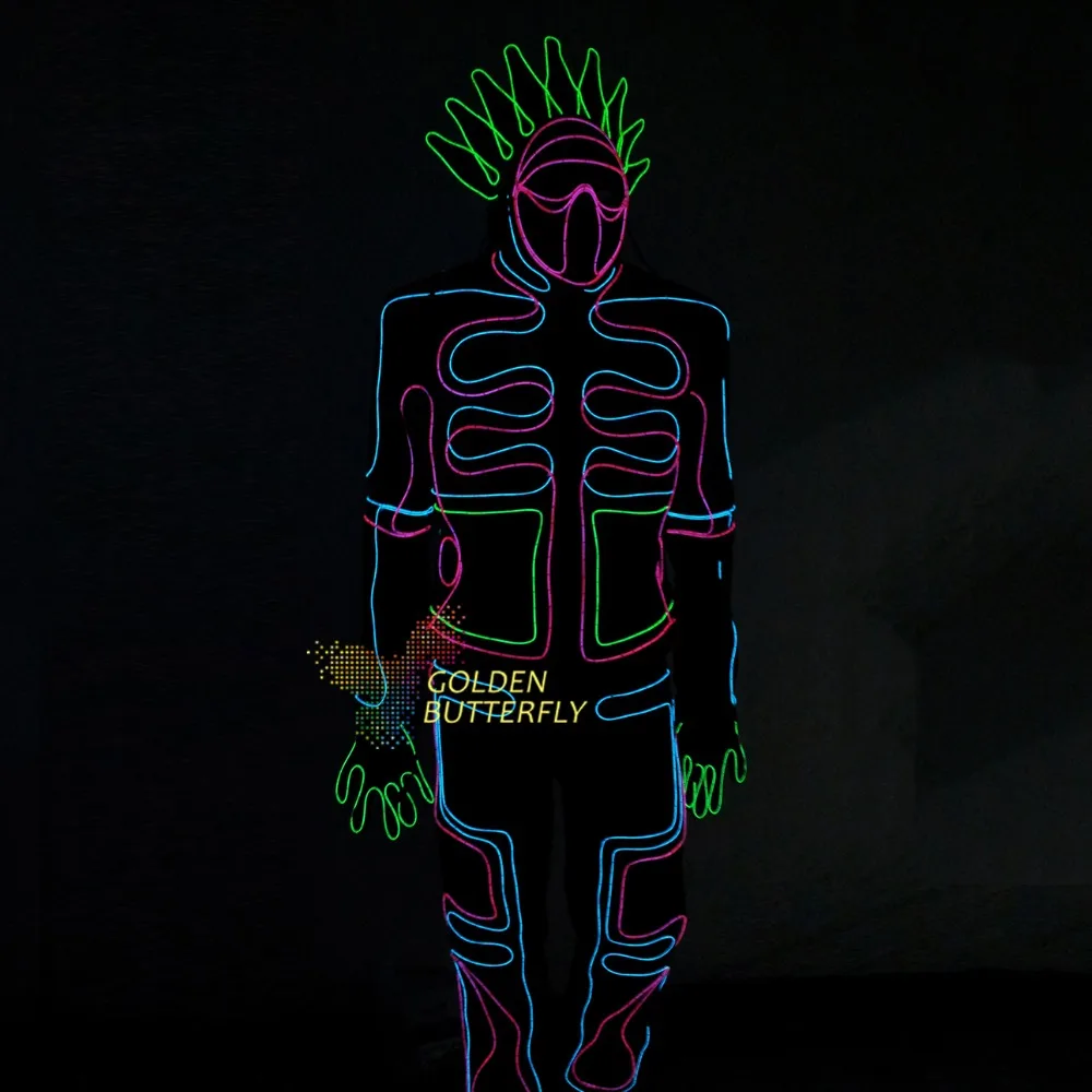 Special Price EL Cold Light Clothing Glowing Dance Clothing EL Indian Costumes Luminous Scintillation Costumes Men EL Clothes Cold Strip Party