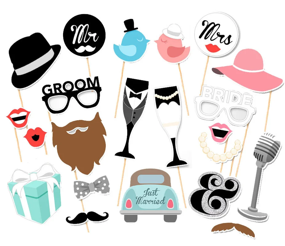 Photo Booth Props Wedding Photobooth Mr Mrs Decor Team Bride Bridal Just Married Graduation Babyshower QT90 | Дом и сад