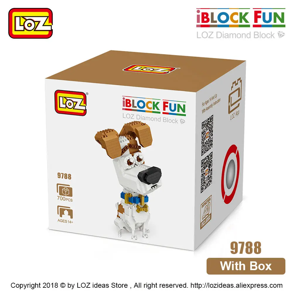 LOZ алмазные блоки Джек Рассел терьер собака мультфильм аниме DIY строительные блоки милые мини-фигурки животных пластиковые игрушки для детей 9788 - Цвет: 9788 With Box
