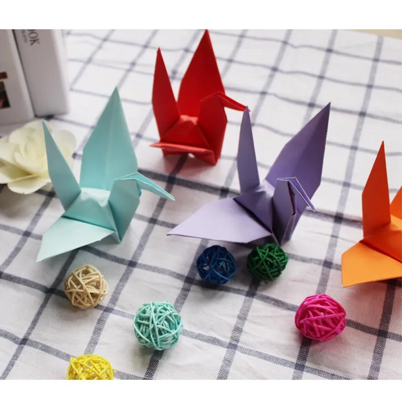 50Pcs DIY Handmade Crane Pearly Origami Paper Crane For Wedding Decorations Party Banner Valentine's Day Birthday Party Supplies