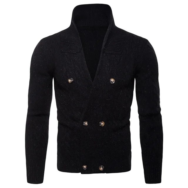 Mens Double Breasted Cardigan Sweater 2018 Autumn Winter Men Shawl