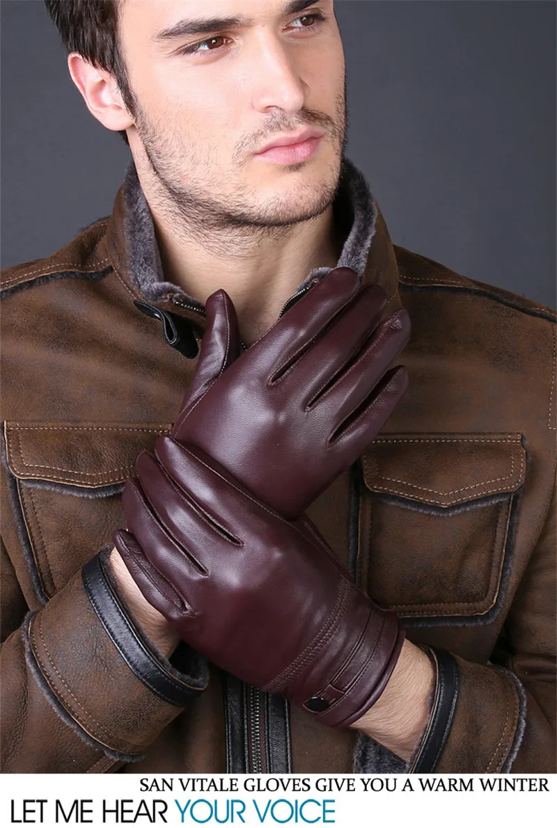 Новое поступление, дизайнерские мужские перчатки, высокое качество, натуральная кожа, овчина, варежки, теплые, зимние, для мужчин, Luvas