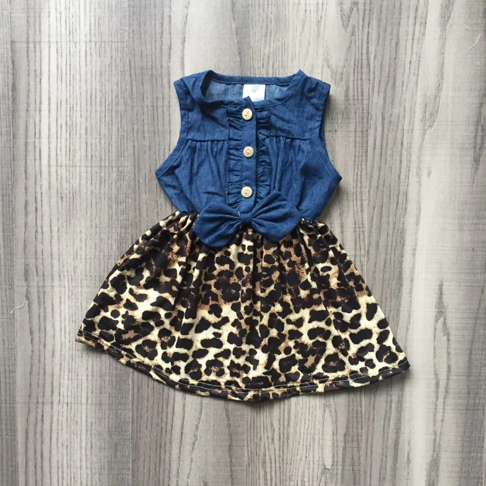baby girls dress summer dress denim leopard print dress ...