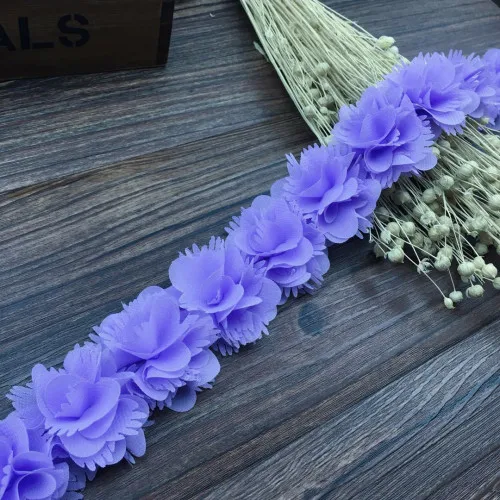 FFLACELL 1 ярд цветок 3D 5 см шифон кружево отделка Лента ткань для аппликации шитье свадебное платье украшения аксессуары - Цвет: 13