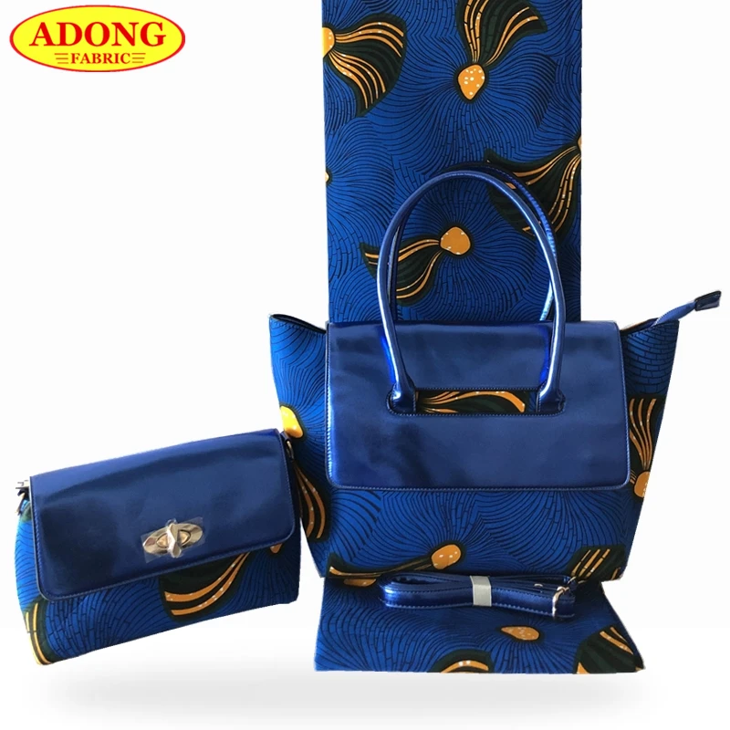 

African wax bag set,Woman's two wax handbag matching 6 yards African wax prints fabric Veritable wax hollandais for Sewing Dress
