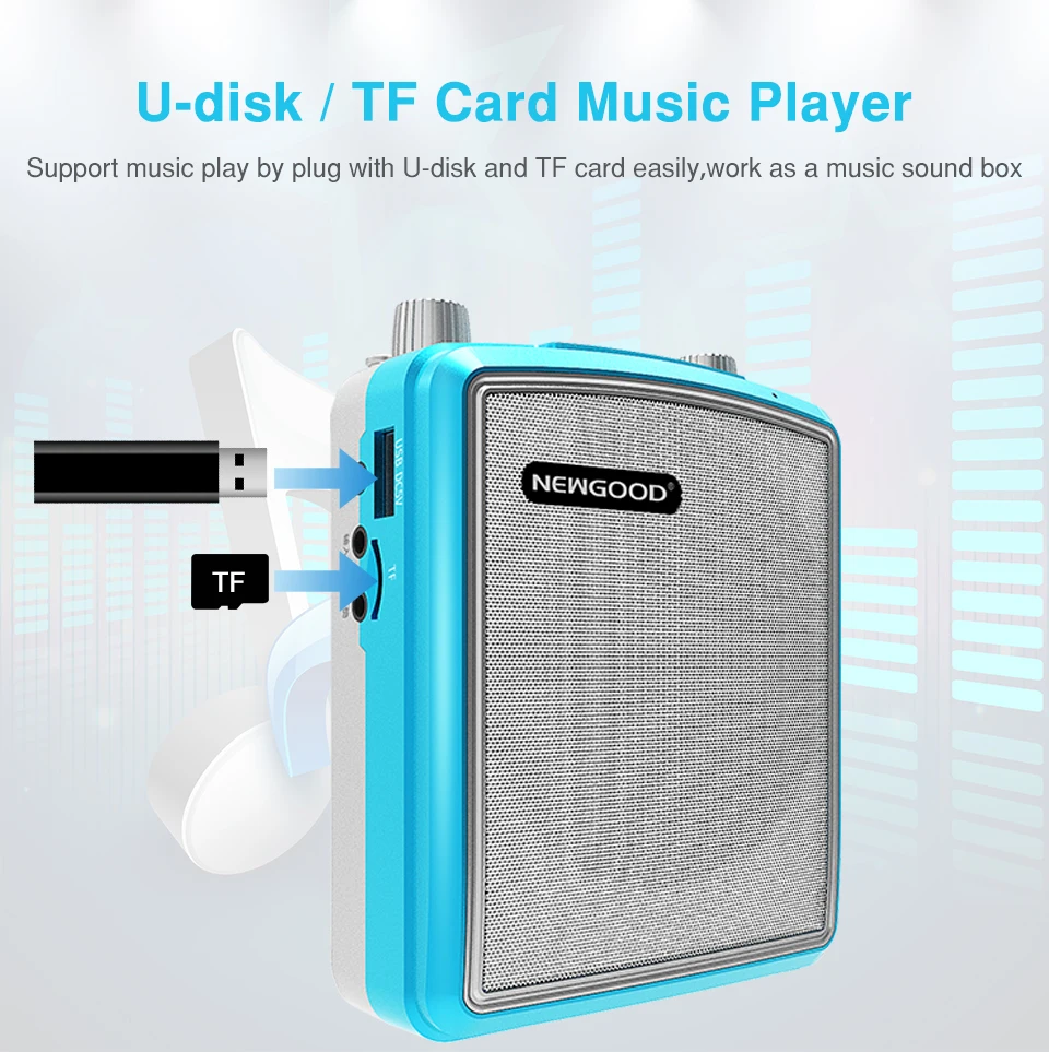 20W Portable Wireless Voice Amplifier Outdoor Speech Teach Speaker UHF Wireless Microphone Amplifier FM Radio Loudspeaker record (7)